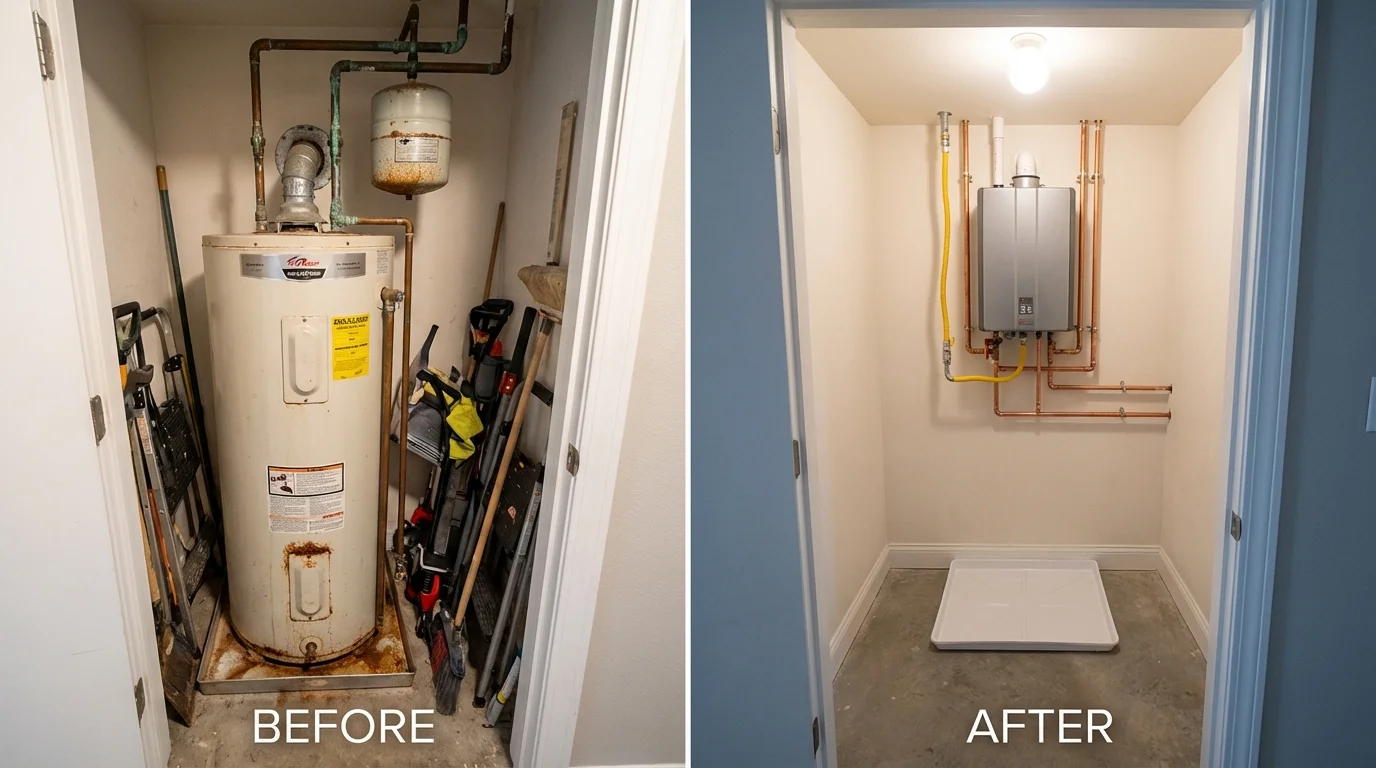 Tank water heater versus wall-mounted tankless unit comparison for Salem, IN homeowners